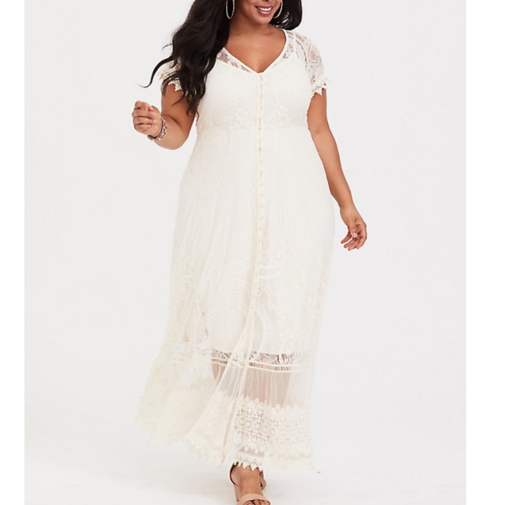 Torrid Plus Size Ivory Lace Maxi Dress
